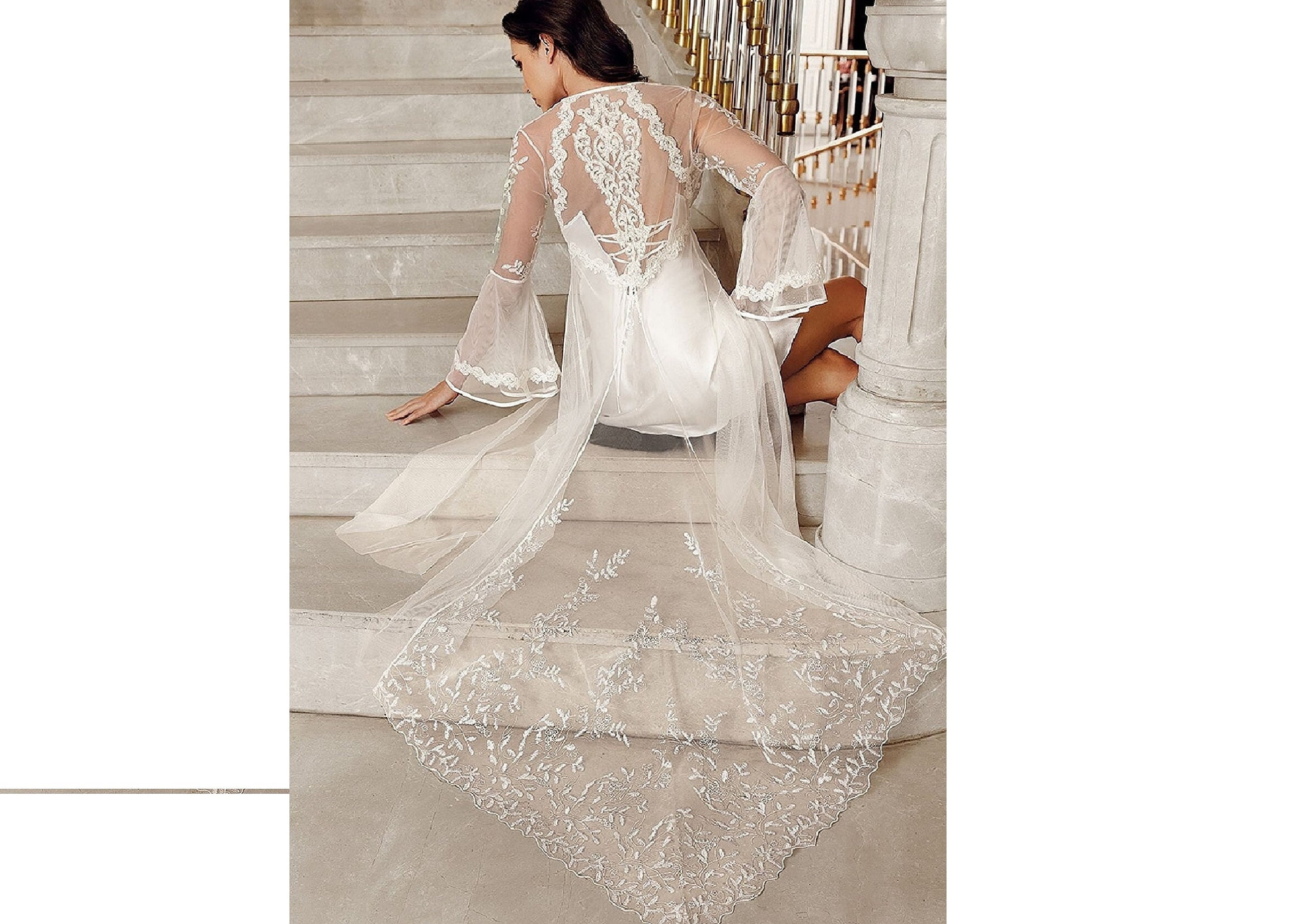 Luxurious Lace Satin Bridal Lingerie Set with Nightgown & Robe - 7 Colors Next Day Shipping