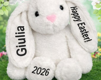 Personalised Easter Bunny | Custom Name Bunny Gift | Easter Bunny Plush | Easter Basket Gift for Kids | First Easter Gift | Keepsake Bunny