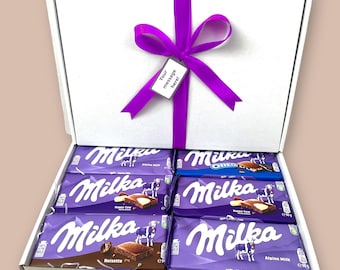 Milka Gift Box With Personalised Message and Ribbon