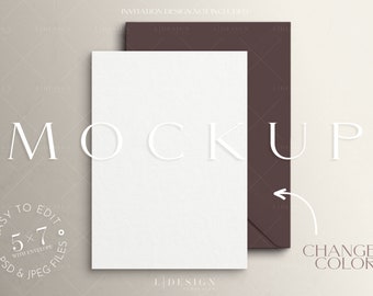 White 5x7 wedding invitation mockup, Minimalist greeting card mockup, Wedding Stationery mockup, Blank card mockup, Envelope mockup