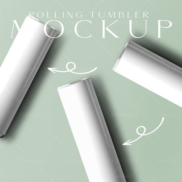 Triple Rolling and Rotating Tumbler Photoshop Mockup, 20oz Skinny Tumbler Wrap, Bottle Sublimation Template, Digital Download