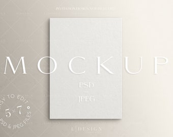 White 5x7 wedding invitation mockup, Minimalist greeting card mockup, Wedding Stationery mockup, Blank card mockup, Psd mockup