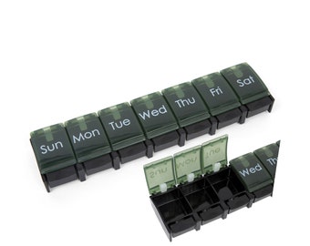 Weekly Pill, Vitamin, Medicine Organizer | 7 Day Compartments | Arthritis Friendly | BPA Free (Forest Green)