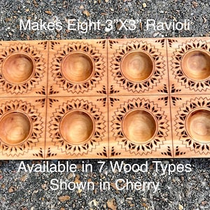 Large Wood Pasta and Ravioli Mold Tray, 3&quot;x3&quot; Ravioli (make 8 Ravioli at a time)