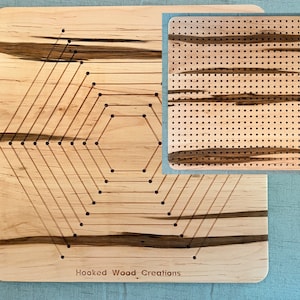 Blocking Board, 2 Sided 12&quot; X 12&quot; Natural Hardwood  - Squares and Hexagons (Various Woods)