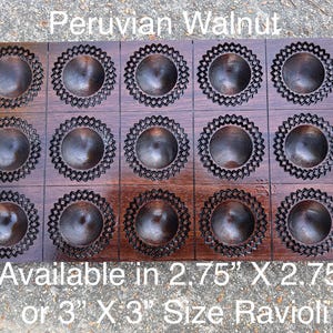 Family/Party Sized Wood Pasta and Ravioli Mold Tray Diamond Circle Pattern (make 15 Ravioli at a time)