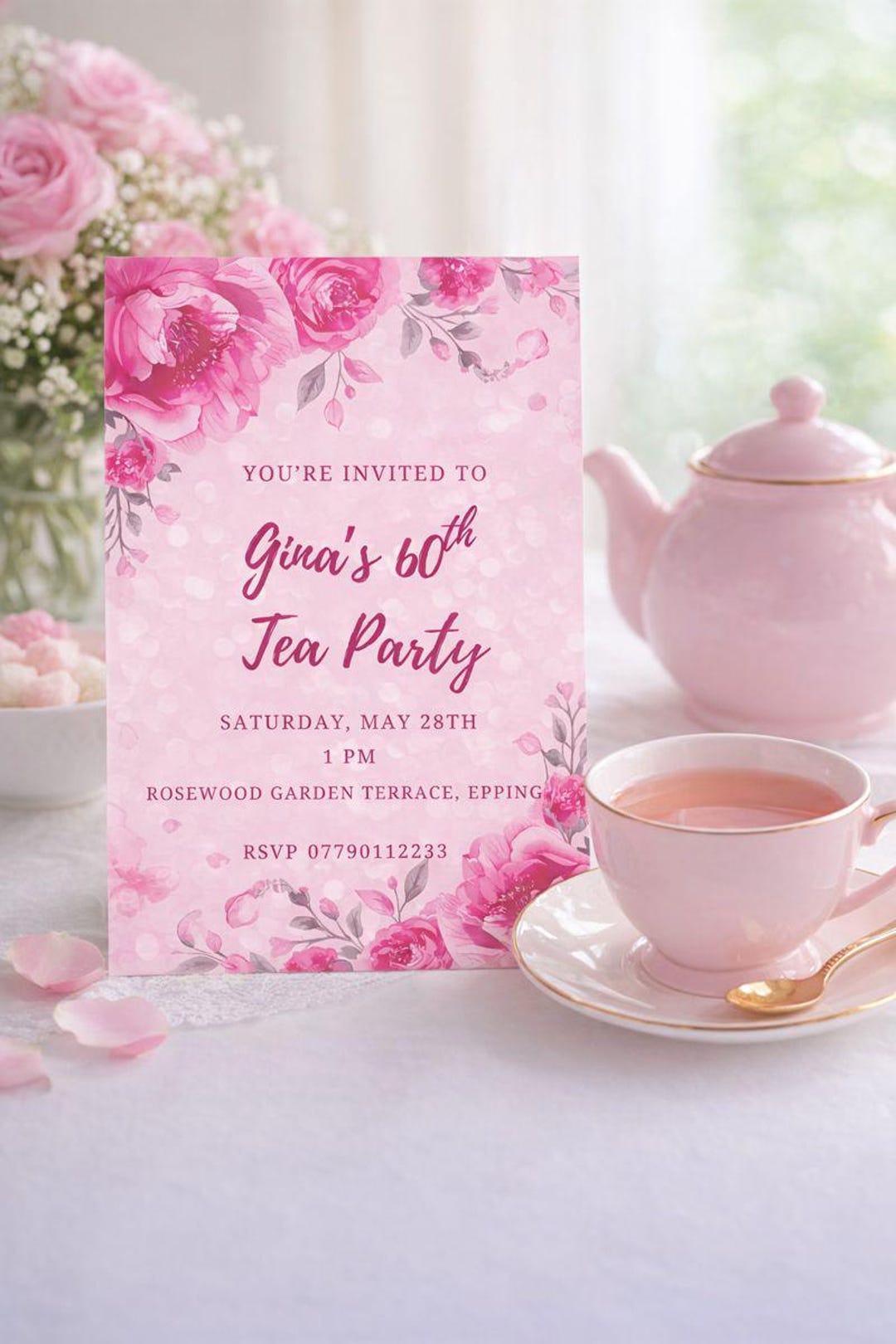 Spring Tea Invitation Floral Tea Party Invitation, Fully Editable and Printable - Etsy