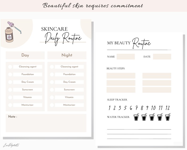 Printable Skincare Diary, Beauty Planner, Daily Skincare Journal ...