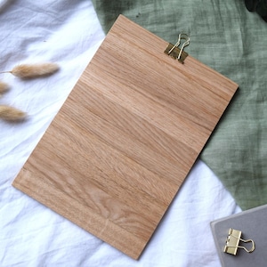 Klemmbretter aus rustikalem Eichenholz mit goldenem Clip / 3er-Set / Format 13x18 cm / Hoch- oder Querformat / Fotohalter Holz Klammer