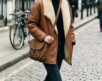 1980s Genuine Napa Leather Coat | Shearling Lined Oversized Winter Jacket