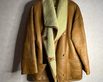 Vintage Nappa Leather Sheepskin Shearling Jacket | 100% Genuine Leather & Lambswool - Oversize - Late 80s