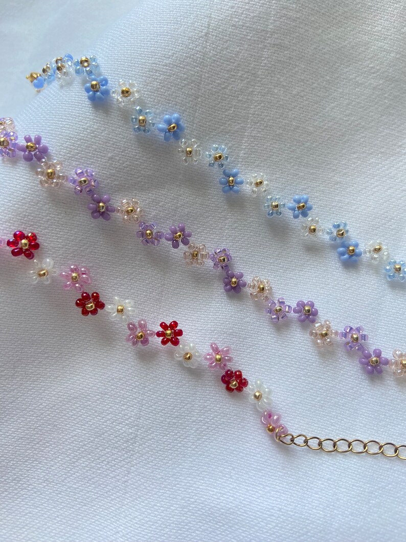Seed Bead Flower Bracelets Glass Bead Bracelet Daisy Bracelet Beaded