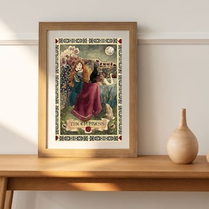 Impression d'art tarot impératrice, tarot art nouveau, carte de tarot impératrice, art mural tarot impératrice, fertilité, féminité, impression d'art carte tarot,