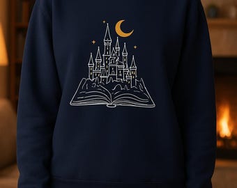 Wizarding Castle Sweatshirt, Cozy Outfit, Gift for Readers, Books, Magic