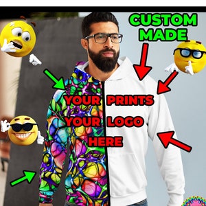 CUSTOM HOODIES Aangepaste sweatshirts aangepaste logo's aangepaste prints ontwerpen aangepaste gepersonaliseerde geschenken doodle psychedelische cartoon bitcoin