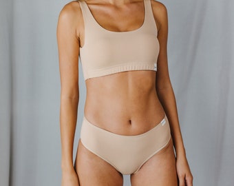 Ensemble de bralette et de sous-vêtements en coton biologique super confortable, bralette sans fil, ensemble de sous-vêtements pour femme, soutien-gorge de sport et ensemble de slip