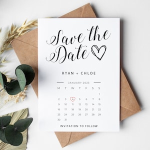 Save the Date With Calendar 2023 Wedding Invitation Save Date Calendar