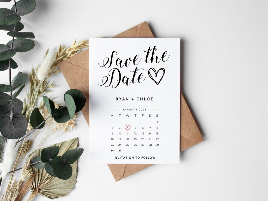 Save the Date With Calendar 2023 Wedding Invitation Save Date Calendar Save the Date With Calendar 2023 Wedding Invitation Save Date Calendar