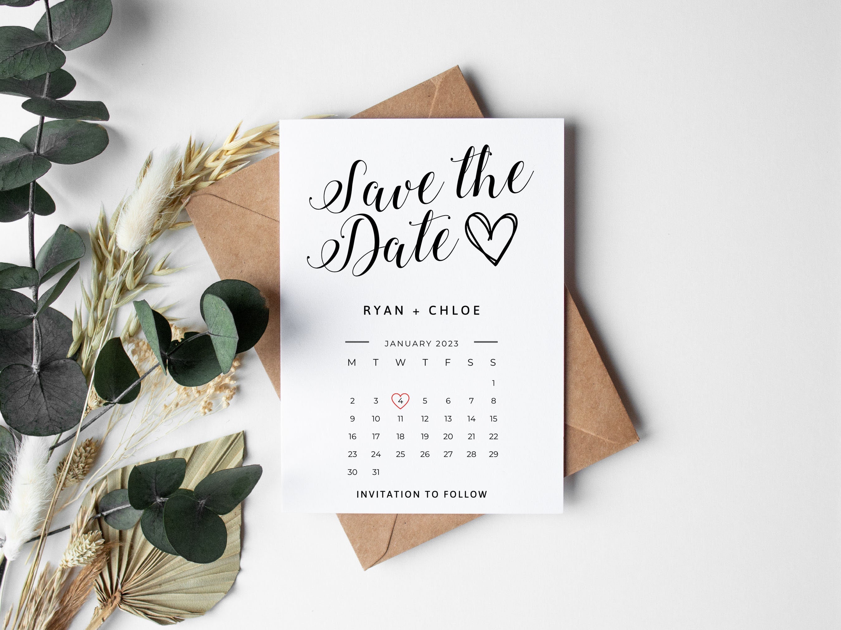 Save The Date With Calendar 2023 Wedding Invitation Save Date Calendar 