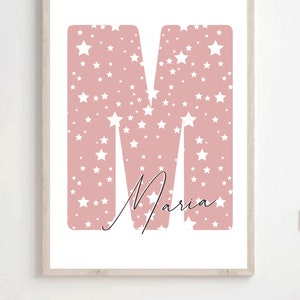 Lettering Buchstaben Poster mit dem Namen personalisiert | Kinderzimmer Poster| Boho Poster| Geschenk zur Geburt| minimalistisch| Initialen