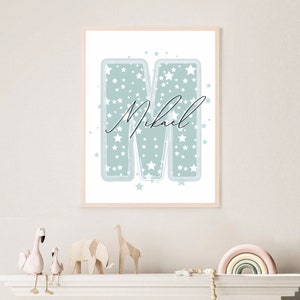 Lettering Buchstaben Poster mit dem Namen personalisiert | Kinderzimmer Poster| Boho Poster| Geschenk zur Geburt| minimalistisch| Initialen