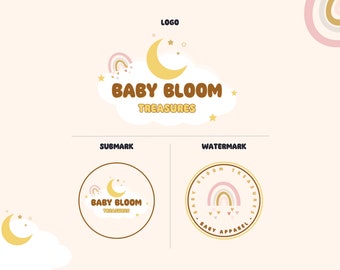 Baby Bloom Logo - Business Logo Design - Kids Logo - Small Business - Modern Logos - Podcast Logo - Branding Kit - Cute Logo - BB01