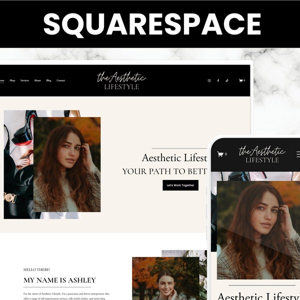 Squarespace Website Template - Squarespace Template, Squarespace 7.1, Coach Website Design, Blog, eCommerce Shop, Modern Business Website