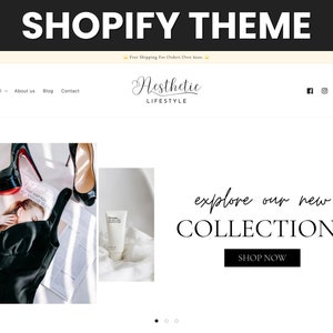 Aesthetic Shopify Theme Template - Clean Shopify Template - Feminine Minimalistic - Website Design - Web Site Design - Shopify OS 2.0 Theme