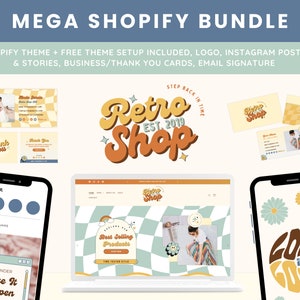 Shopify Theme Bundle - Branding Kit - Retro Shopify Theme - Branding Bundle - Web Design - Shopify Template - Shopify Store - RS07