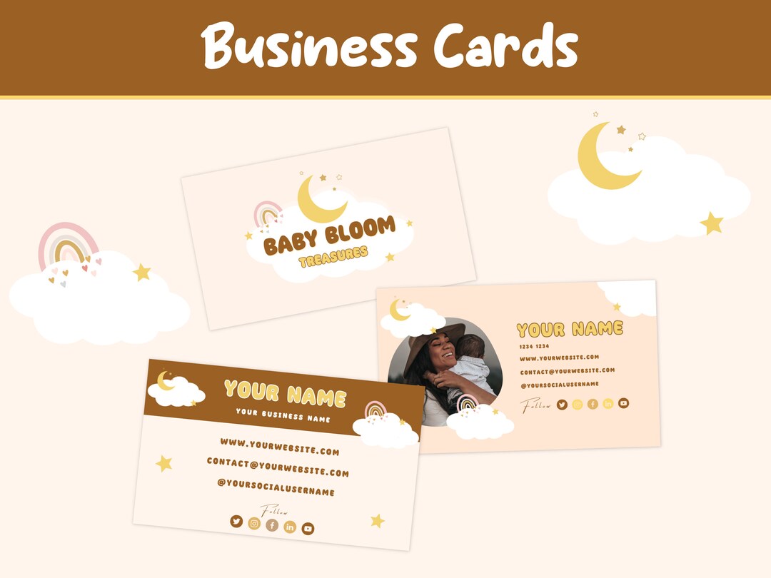 Business Card Template Kids Editable Business Card Canva Business Card Design Baby Bloom