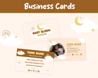 Business Card Template Kids - Editable Business Card - Canva Business Card Design - Baby Bloom Business Branding - Canva Template - BB01
