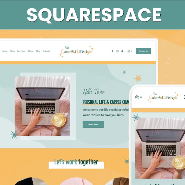 Squarespace Website Template - Squarespace Template, Squarespace 7.1, Coach Website Design, Blog, eCommerce Shop, Modern Business Website