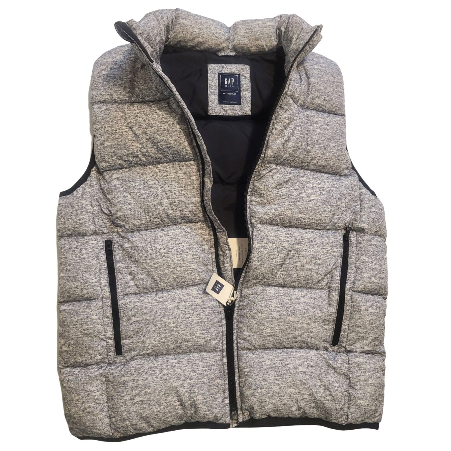 Glam Pocketed Quilted Puffer Vest - White Small