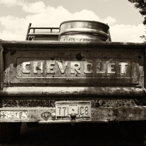 Fine Art black and white photo -- photo print or canvas - VINTAGE CHEVY TRUCK.