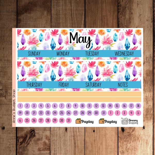 7x9 BK11 May Calendar Sticker Kit, Erin Condren Monthly Planner Stickers Kit, EC Budget Stickers, Monthly Budget Stickers, Finances