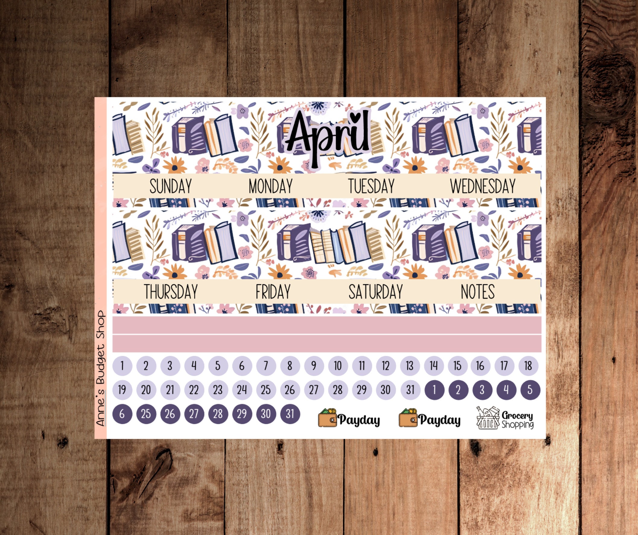 7x9 BK08 April Calendar Sticker Kit, Erin Condren Monthly Planner ...