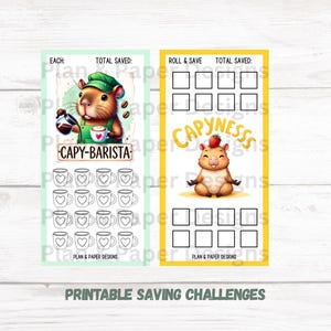 Capyness Savings Challenge, Savings Challenge for Cash Stuffing, Savings Binder, Printable Saving Challenges, One Month Ahead, Save Money