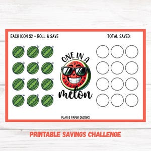 One in a Melon 4x6 Savings Challenge for Cash Stuffing, Saving Challenge for Savings Money, Digital Download, Family Budget, Savings Binder