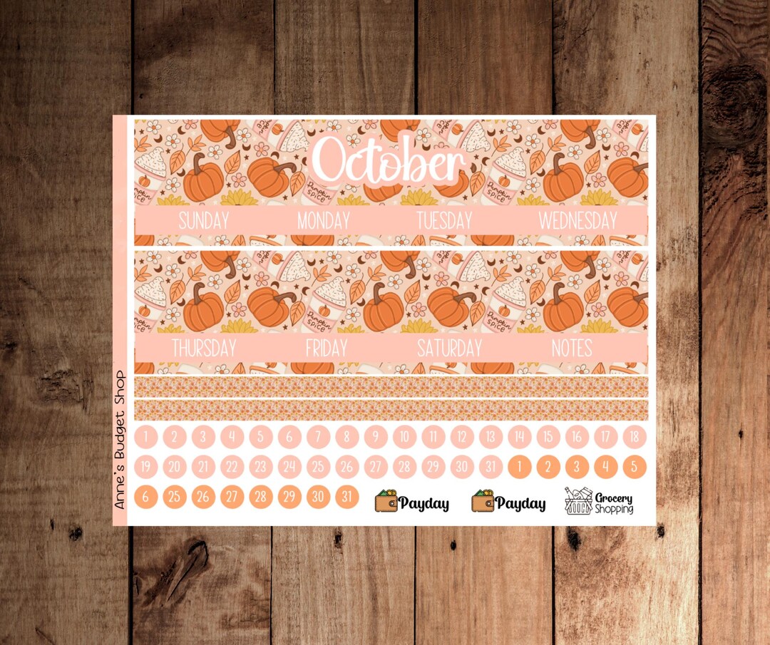 7x9 BK 22 October Calendar Sticker Kit, Erin Condren Monthly Planner ...