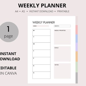 Weekly Planner Printable Undated and Printable Planner 2022 - Etsy