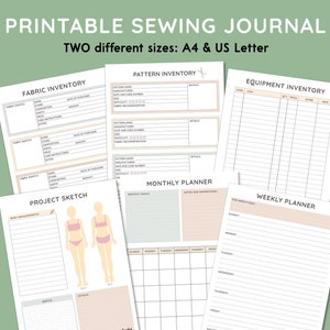 Sewing Project Planner, Printable PDF Sewing Journal, Sewing Planner Printable Organiser Tracker, A4 & US Letter,