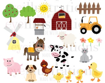 Farm Animals PNG Clipart Set: Farmhouse Illustrations (Digital Download)