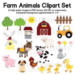Impressões digitais de fazenda, clipart fofo de fazenda, conjunto de animais de fazenda PNG, para uso pessoal e comercial