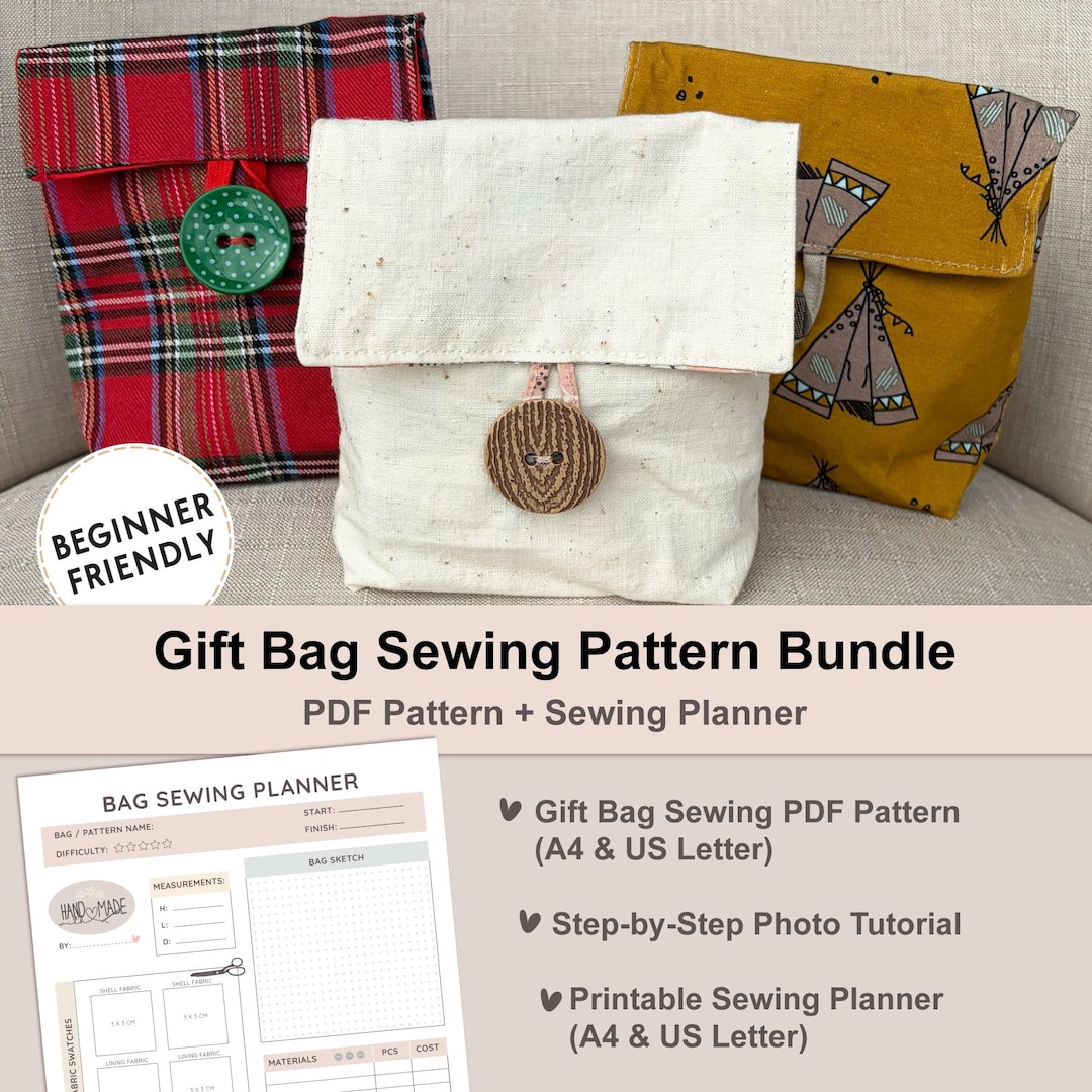 Fabric Gift Bag Sewing Pattern Bundle (PDF Download) - Etsy