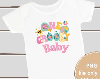 Groovy One Birthday Girl PNG: Retro 70s Design (Digital Download)