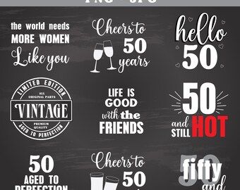 Archivos PNG y JPG vintage del 50.° cumpleaños para mujeres