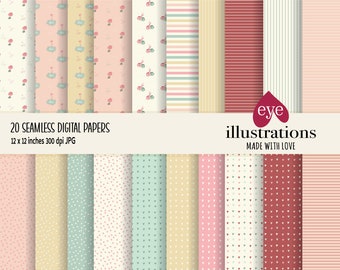 20 Valentine Digital Papers, Valentines Scrapbook Paper, Love and Heart Backgrounds, Commercial Use Digital Paper, Valentines Patterns