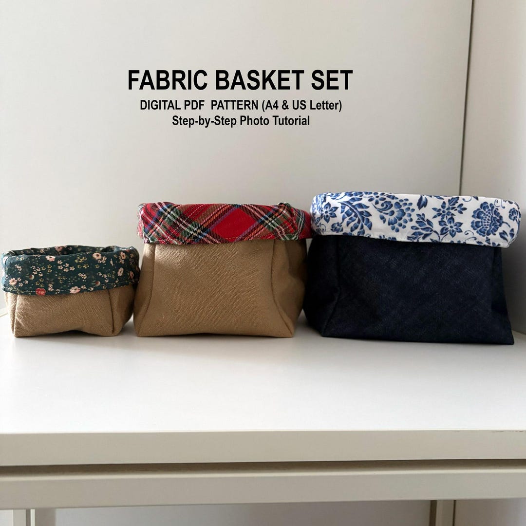 Beginner Friendly Reversible Fabric Organizer Basket Set – Easy Sewing ...