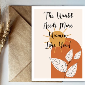Internationale Vrouwendag wenskaart, DIY-kaart voor haar, kaarten voor vrouwenempowerment voor vrienden, feministische kaart, aanmoedigingskaart