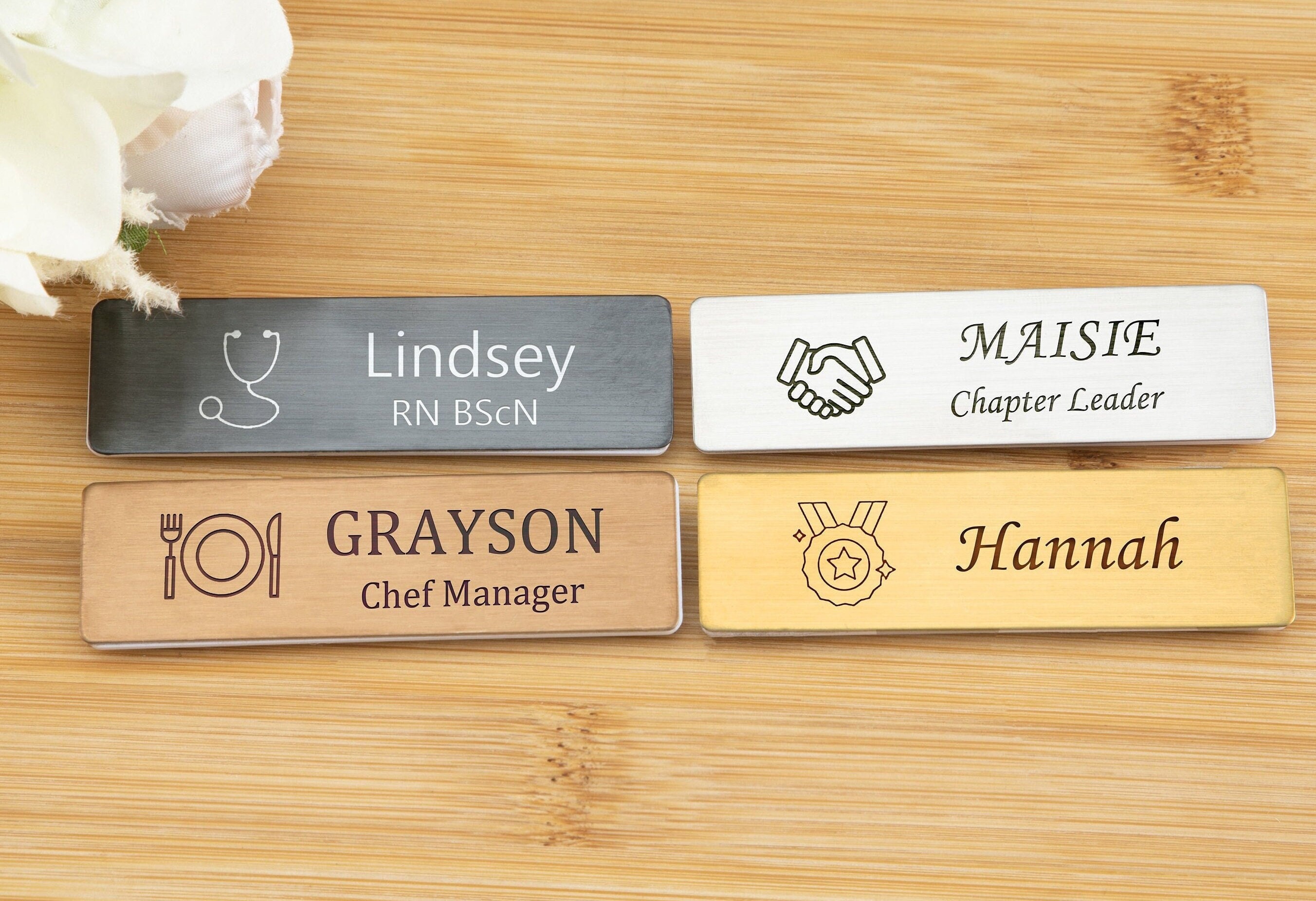 Custom Engraved Name Tag Badgesname Tags for Workmetal Name Etsy